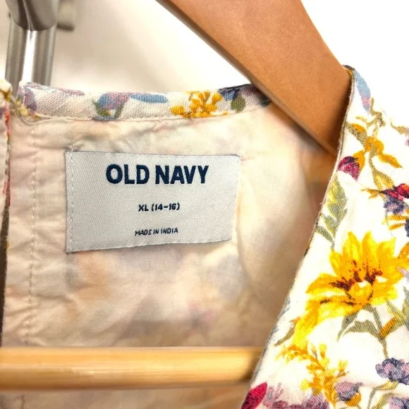 Old Navy Kids Floral Dress Yellow Sunflowers Cotton Spring Easter XL 14-16 - Picture 2 of 9